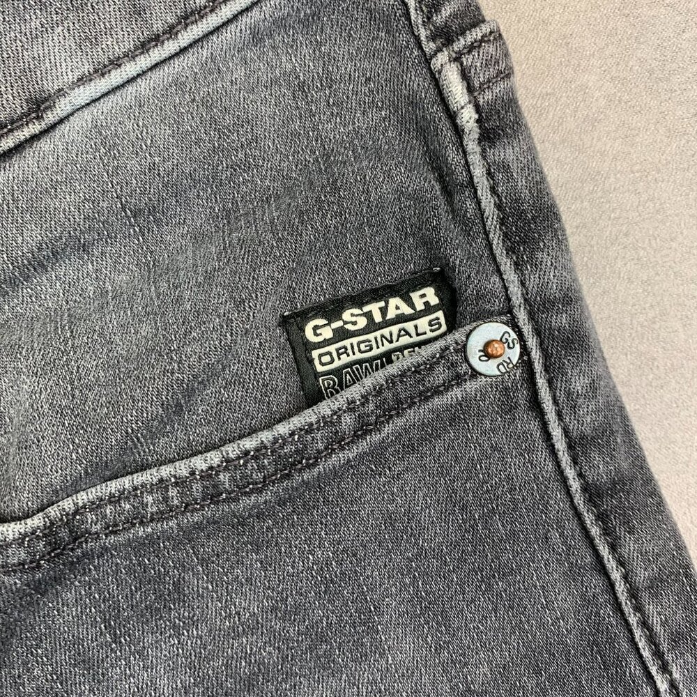 G Star Raw Mens Pants 34 Gray Denim Jeans 3301 Slim Button Fly Faded Tall 34x36 - Picture 5 of 14